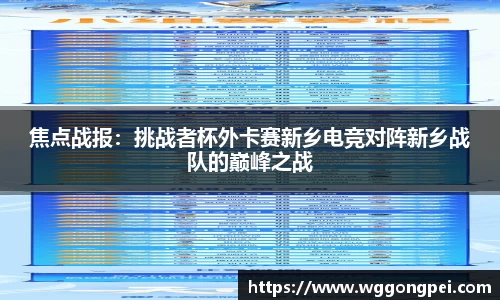 焦点战报：挑战者杯外卡赛新乡电竞对阵新乡战队的巅峰之战